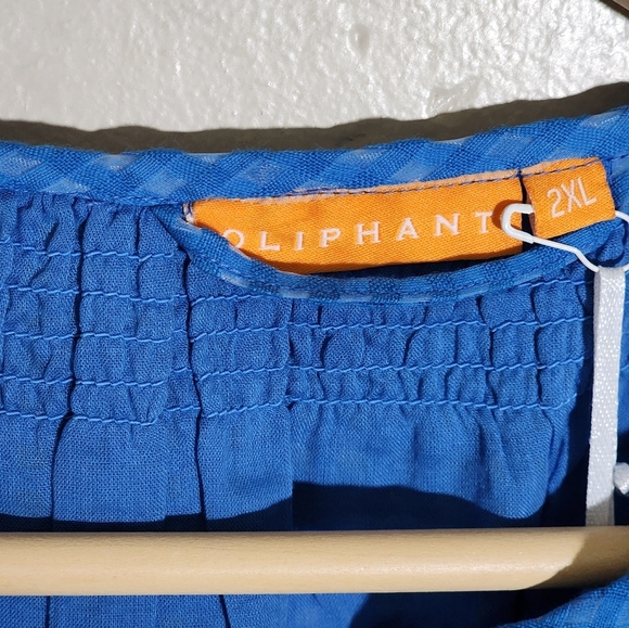 Oliphant Raglan Belted Blue Textured Belted Dress - Picture 6 of 7